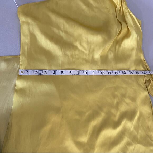 Revolve Lovers + Friends Karen One Shoulder Yellow Satin Bow Mini Dress Medium - Picture 7 of 11